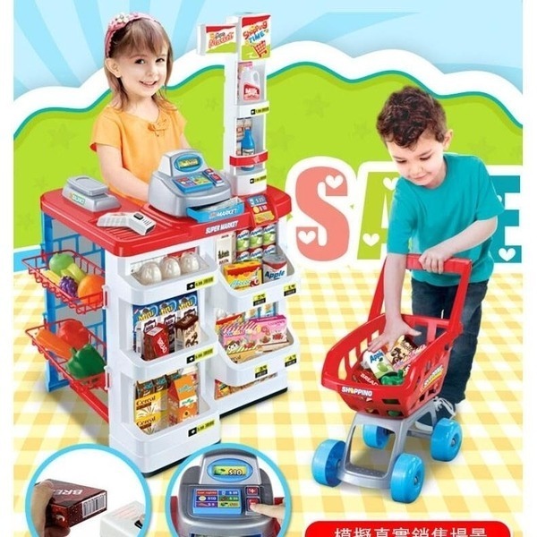 【Love Shop】兒童豪華仿真超市銷售玩具 購物車玩具 家家酒超市收銀台玩具-細節圖4