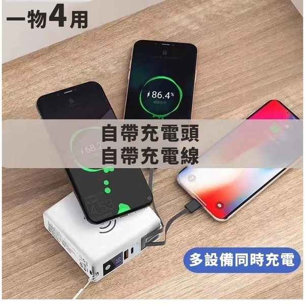 台灣現貨 方型QI無線充電器+行動電源10000mah Qi快充無線充電底座-細節圖2