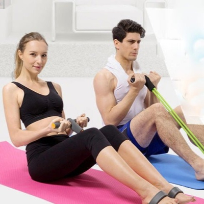 【Love Shop】仰臥起坐器材健身家用運動拉力器 減肥/腹肌訓練器 瑜珈必備彈力繩/健美繩/彈力帶