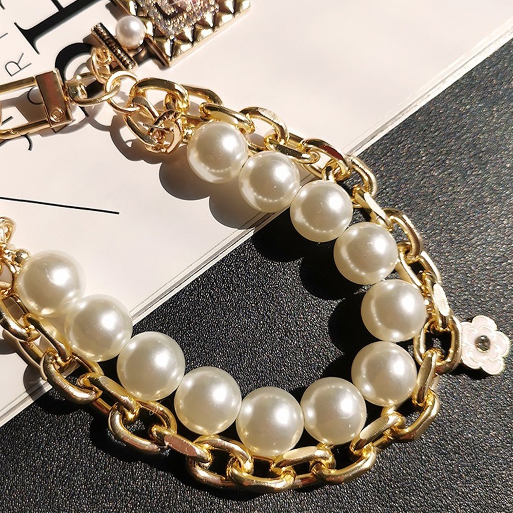 珍珠雙鏈手機掛繩 手工手腕掛繩 短版輕奢時尚ins手腕手機掛鏈 串珠鏈 手腕 鑰匙圈 編織手腕帶 包包吊飾-細節圖5