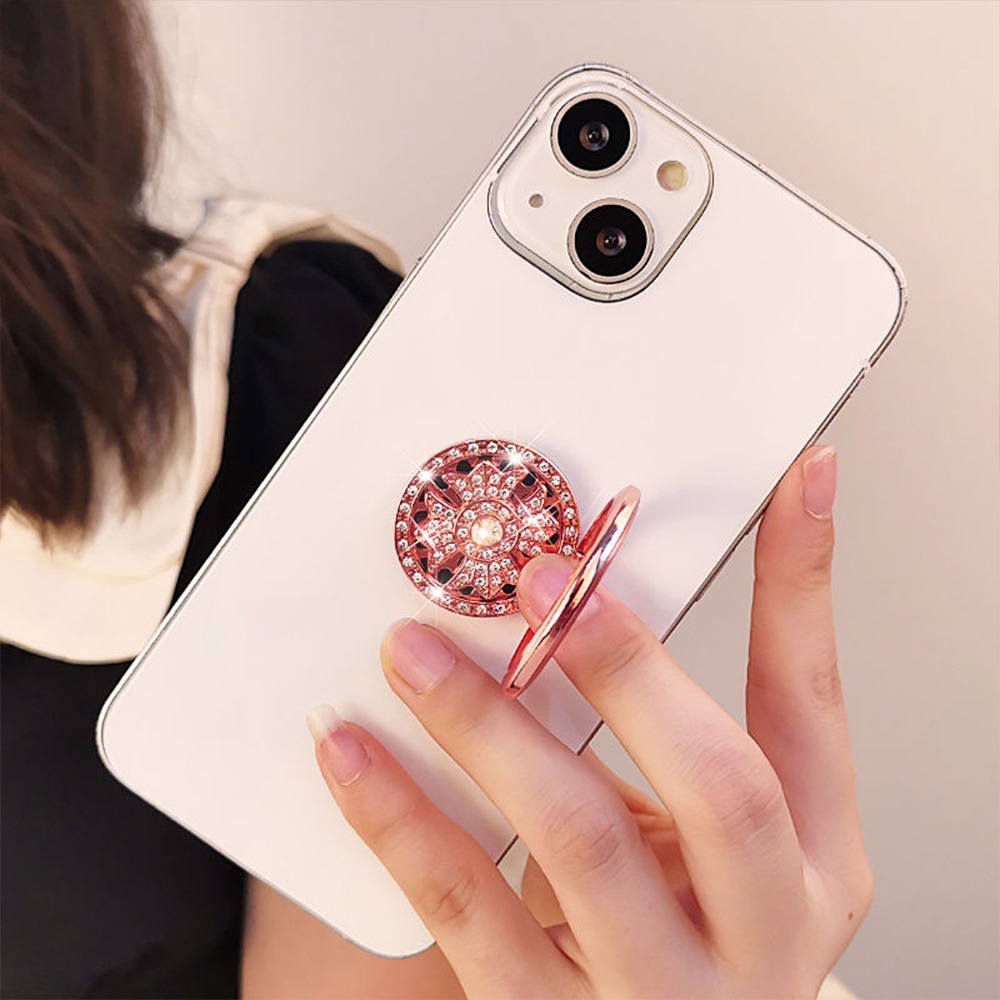 水鑽圓盤指環扣手機支架 粉紅水鑽 解壓支架 扣指環支架 指環扣手機殼 支撐架 手機殼後背貼-細節圖4