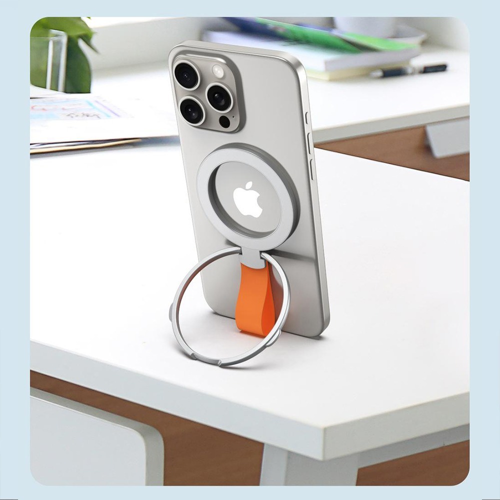 帶吊繩磁吸指環扣 magsafe磁吸手機支架 超薄折疊桌面支架 旋轉矽膠掛繩式指環扣支架 手機支架-細節圖8