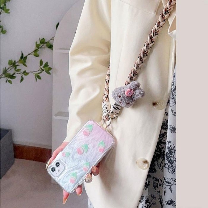 絨毛兔手機掛繩 手機吊繩 長斜斜背短掛繩 手掛繩 手機吊飾 手機掛鏈 麻繩-細節圖3