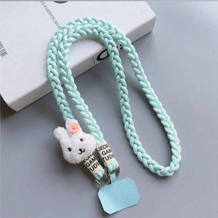 絨毛兔手機掛繩 手機吊繩 長斜斜背短掛繩 手掛繩 手機吊飾 手機掛鏈 麻繩-細節圖8
