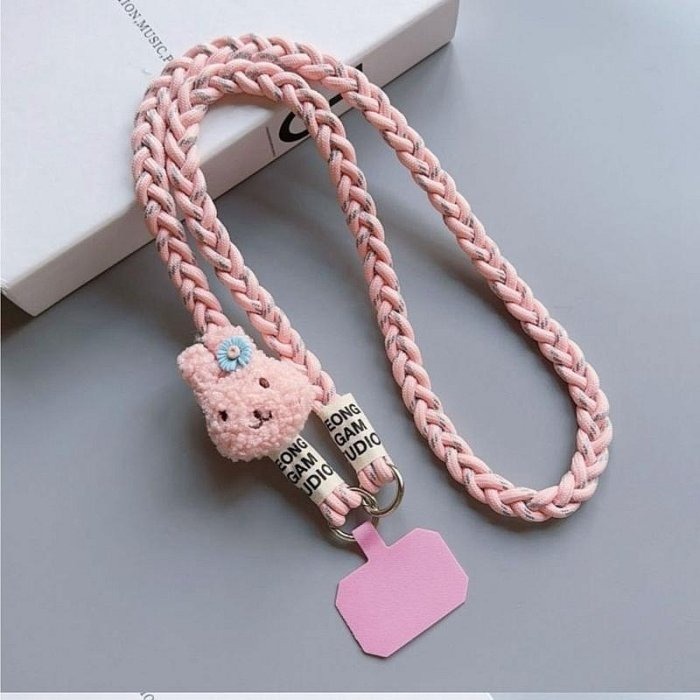 絨毛兔手機掛繩 手機吊繩 長斜斜背短掛繩 手掛繩 手機吊飾 手機掛鏈 麻繩-細節圖9