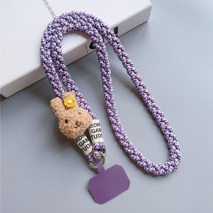 絨毛兔手機掛繩 手機吊繩 長斜斜背短掛繩 手掛繩 手機吊飾 手機掛鏈 麻繩-細節圖10