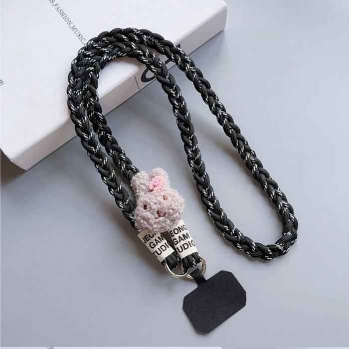 絨毛兔手機掛繩 手機吊繩 長斜斜背短掛繩 手掛繩 手機吊飾 手機掛鏈 麻繩-細節圖11