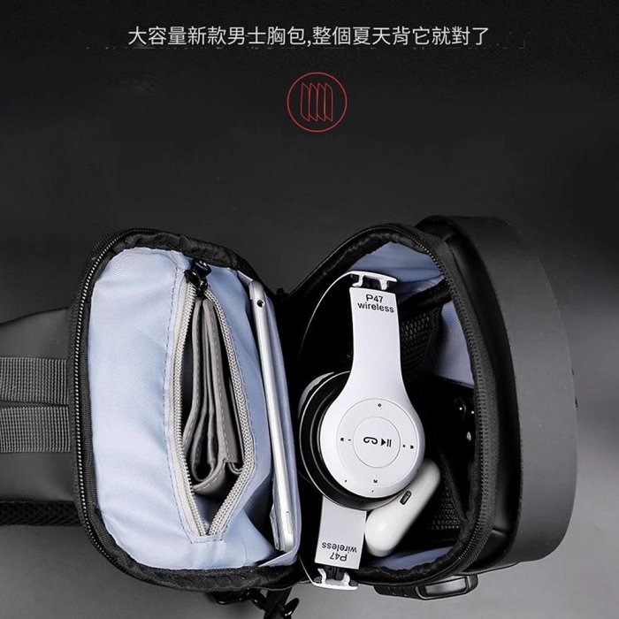 YOGEMDI 防盜斜背機車包 密碼防盜包 男士包 肩背包 運動腰包 附USB充電孔-細節圖8