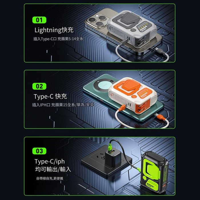 WEKOME 戰甲系列 無線充電磁吸行動電源 自帶線 10000MAH 22.5W 手機支架-細節圖5