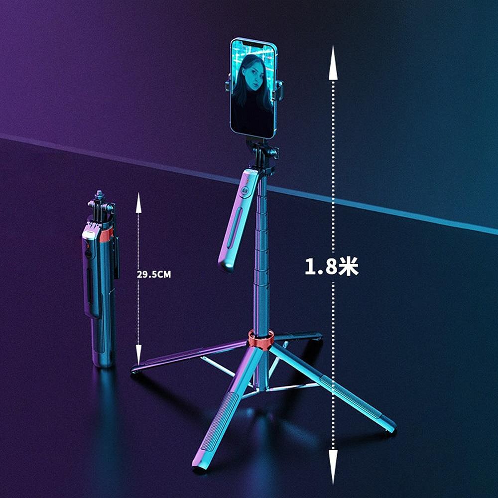 P190雙手機 1.8米 手機自拍桿 手機三腳架 把手鋁合金手機支架 自拍棒 藍牙遙控-細節圖6