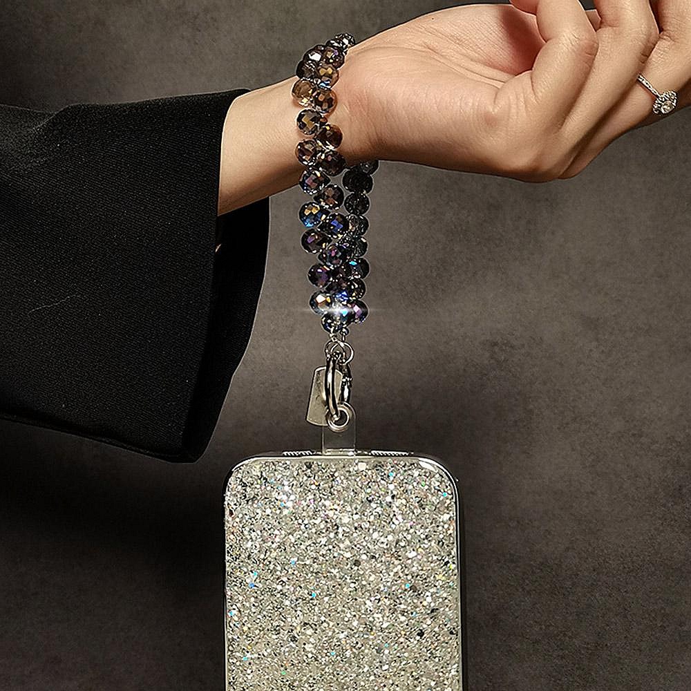 短水滴水晶掛鏈手機掛繩 高級感奢華 手工串珠手腕鍊 手提防丟掛飾-細節圖5