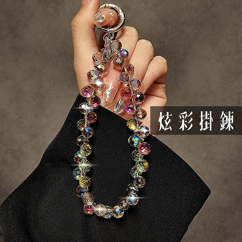 短水滴水晶掛鏈手機掛繩 高級感奢華 手工串珠手腕鍊 手提防丟掛飾-規格圖11
