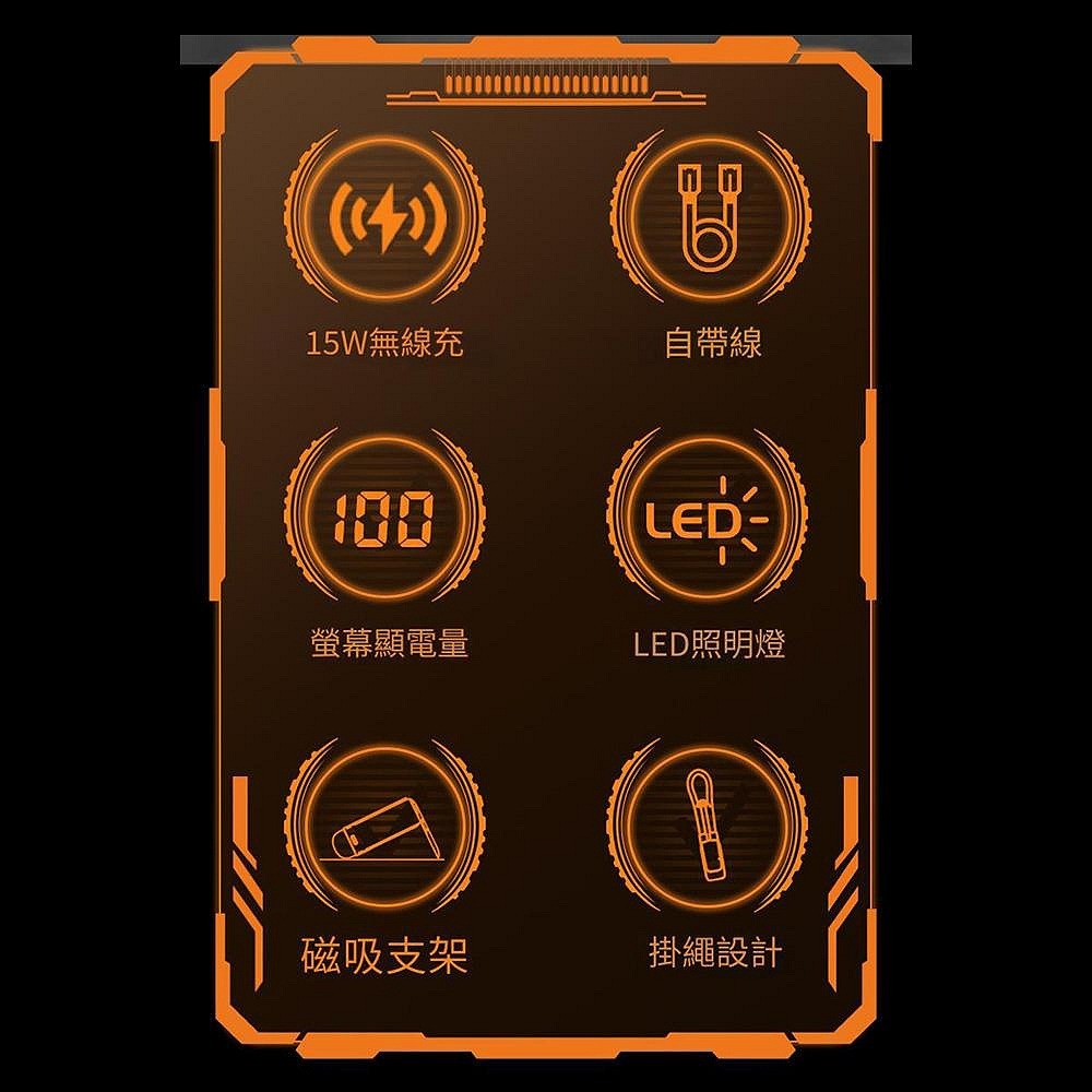 LED漸變燈 磁吸無線充 10000MAH 帶支架 PD20W 雙向快充 自帶線行動電源-細節圖2