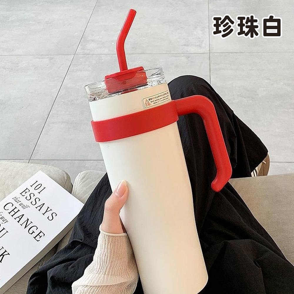 1.25L巨無霸保溫杯 不鏽鋼搖搖杯 飲料吸管杯40oz把手汽車杯 車載冰霸杯-細節圖10