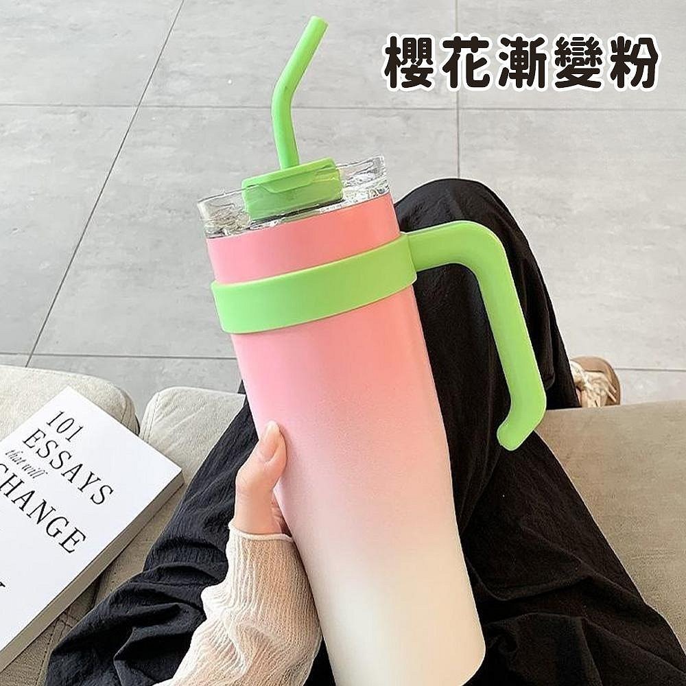 1.25L巨無霸保溫杯 不鏽鋼搖搖杯 飲料吸管杯40oz把手汽車杯 車載冰霸杯-規格圖11