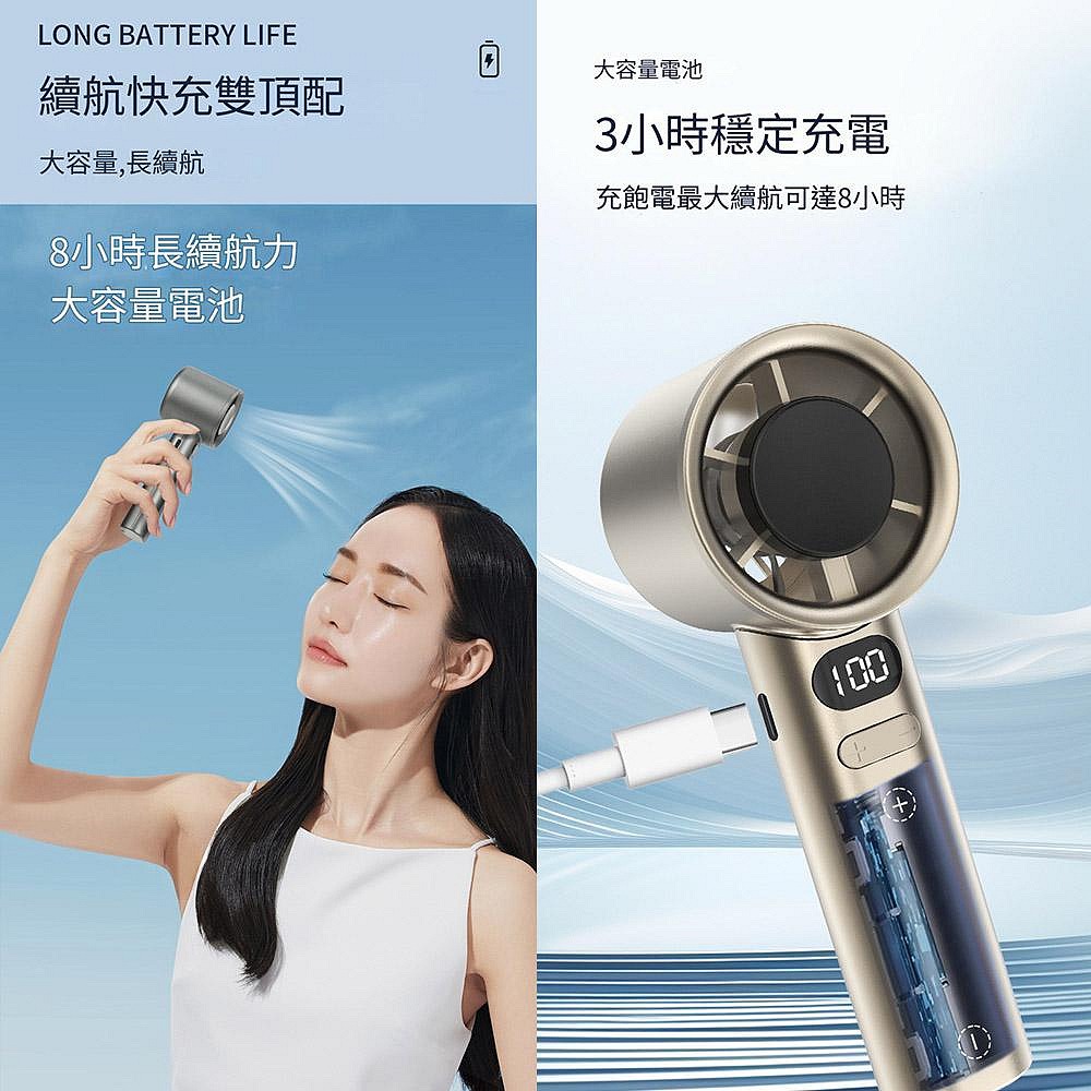 120段暴力渦輪高速風扇 USB風扇 小風砲風扇 手持風扇手持迷你風扇JF117-細節圖4