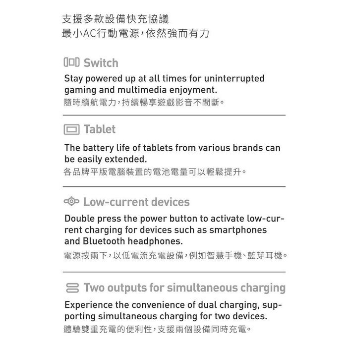 ANFAST UPS多功能20W口袋寶5000mAh Type-C 自帶線 AC牆插充電-細節圖8