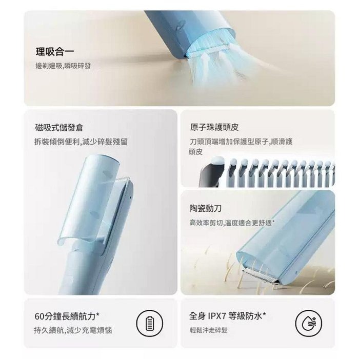 小米米家 兒童理髮器 自動吸髮 寶寶剃頭髮保護專用-細節圖2