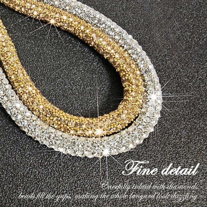 掛脖款-SH05奢華水鑽手機掛繩 手機掛鍊 包包掛飾 背帶手機繩 附夾片-細節圖2