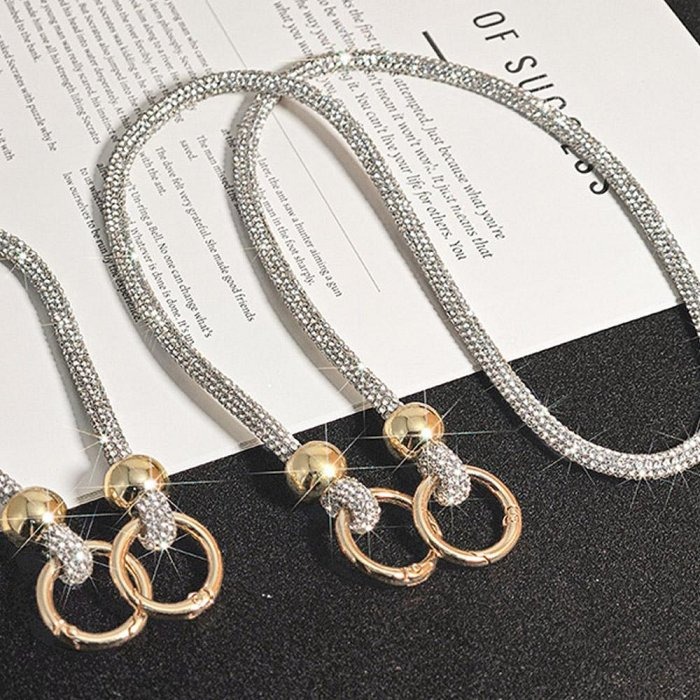 掛脖款-SH05奢華水鑽手機掛繩 手機掛鍊 包包掛飾 背帶手機繩 附夾片-細節圖4