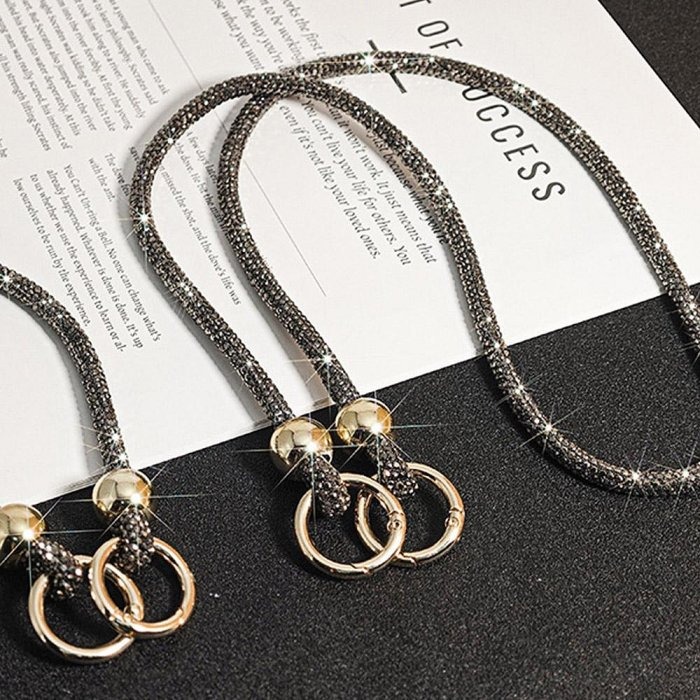 掛脖款-SH05奢華水鑽手機掛繩 手機掛鍊 包包掛飾 背帶手機繩 附夾片-細節圖6