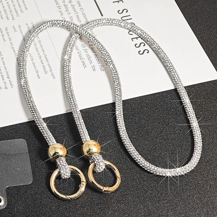 掛脖款-SH05奢華水鑽手機掛繩 手機掛鍊 包包掛飾 背帶手機繩 附夾片-細節圖11