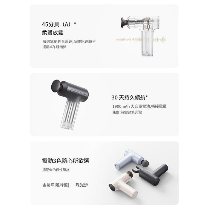 小米 米家熱敷按摩槍 H3 迷你版 小米筋膜槍h3 迷你版 金屬灰-細節圖6
