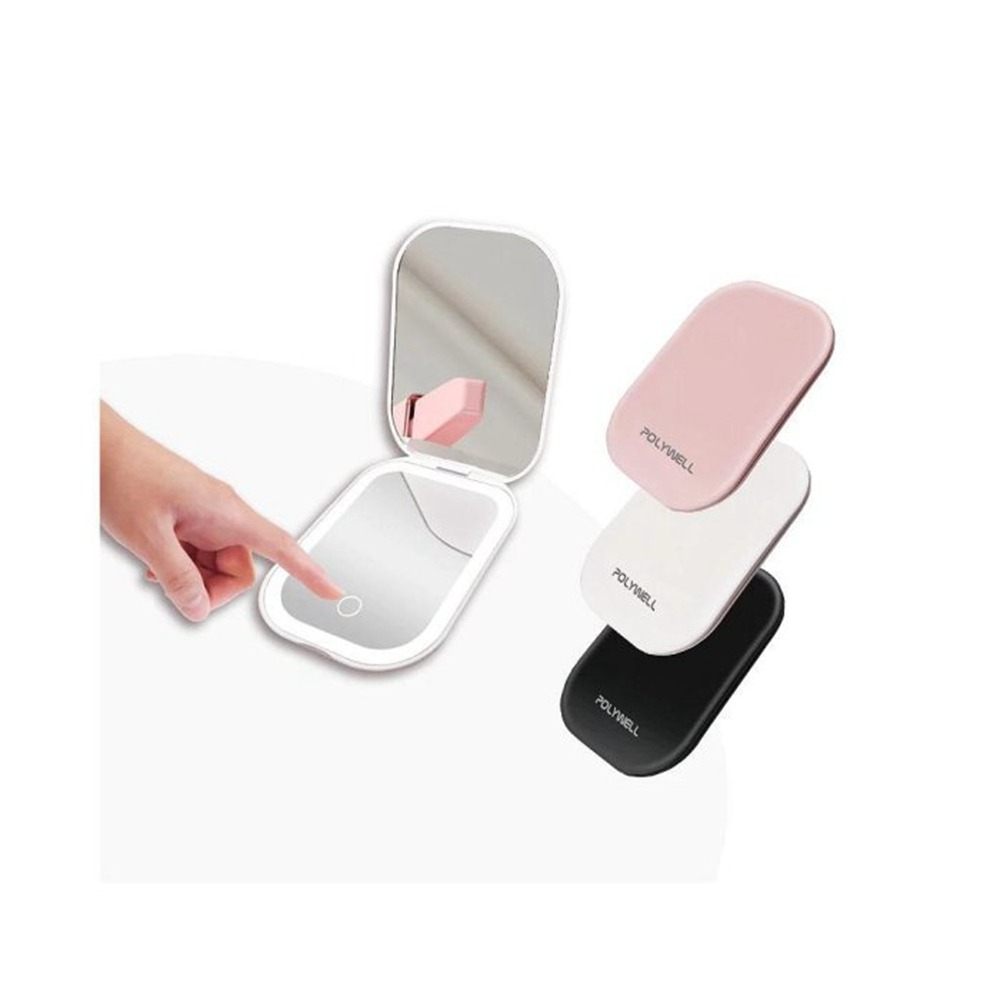 POLYWELL LED隨身化妝鏡 三段色溫 無段亮度可調 USB充電 美妝鏡 梳妝鏡 化妝補光 寶利威爾 台灣現貨-細節圖2