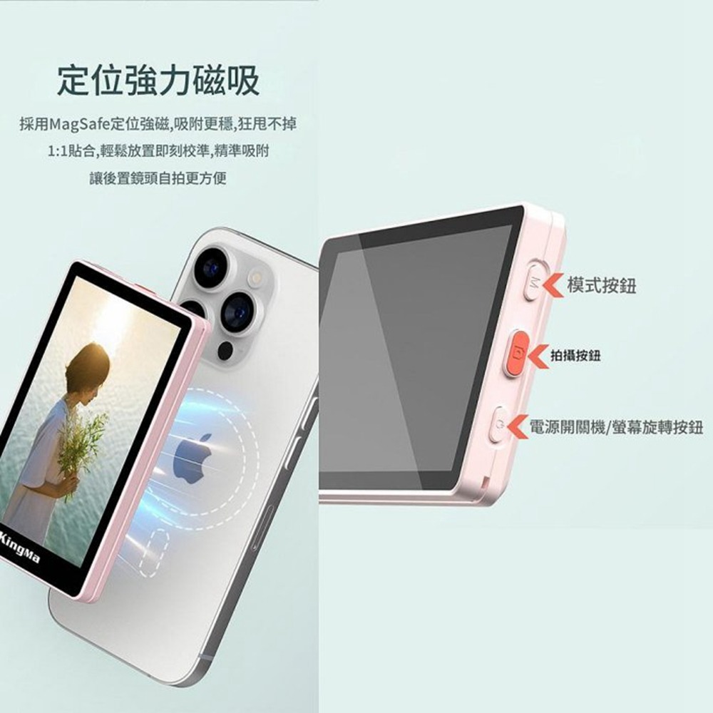 PH2 IPHONE手機後置自拍顯示器 無線遙控拍照畫面顯示器 手機自拍鏡-細節圖2