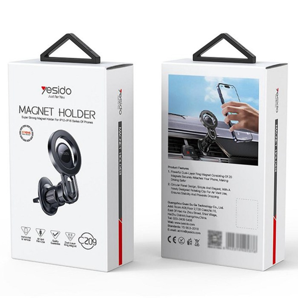 yesido 磁吸手機支架 汽車出風口 多功能旋轉強磁 車用手機支架-細節圖11