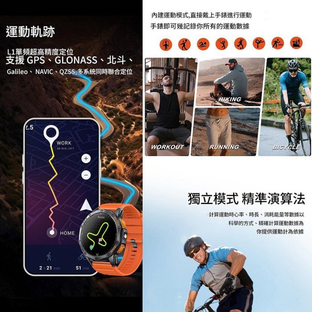 【MIVSEN】K67智慧藍牙手錶 AMOLED 常亮屏幕 LED手電筒 GPS 戶外運動手錶-細節圖4