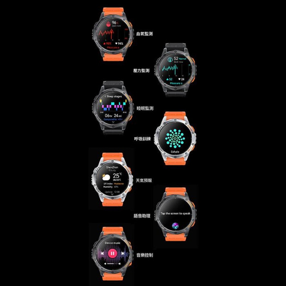 【MIVSEN】K67智慧藍牙手錶 AMOLED 常亮屏幕 LED手電筒 GPS 戶外運動手錶-細節圖8