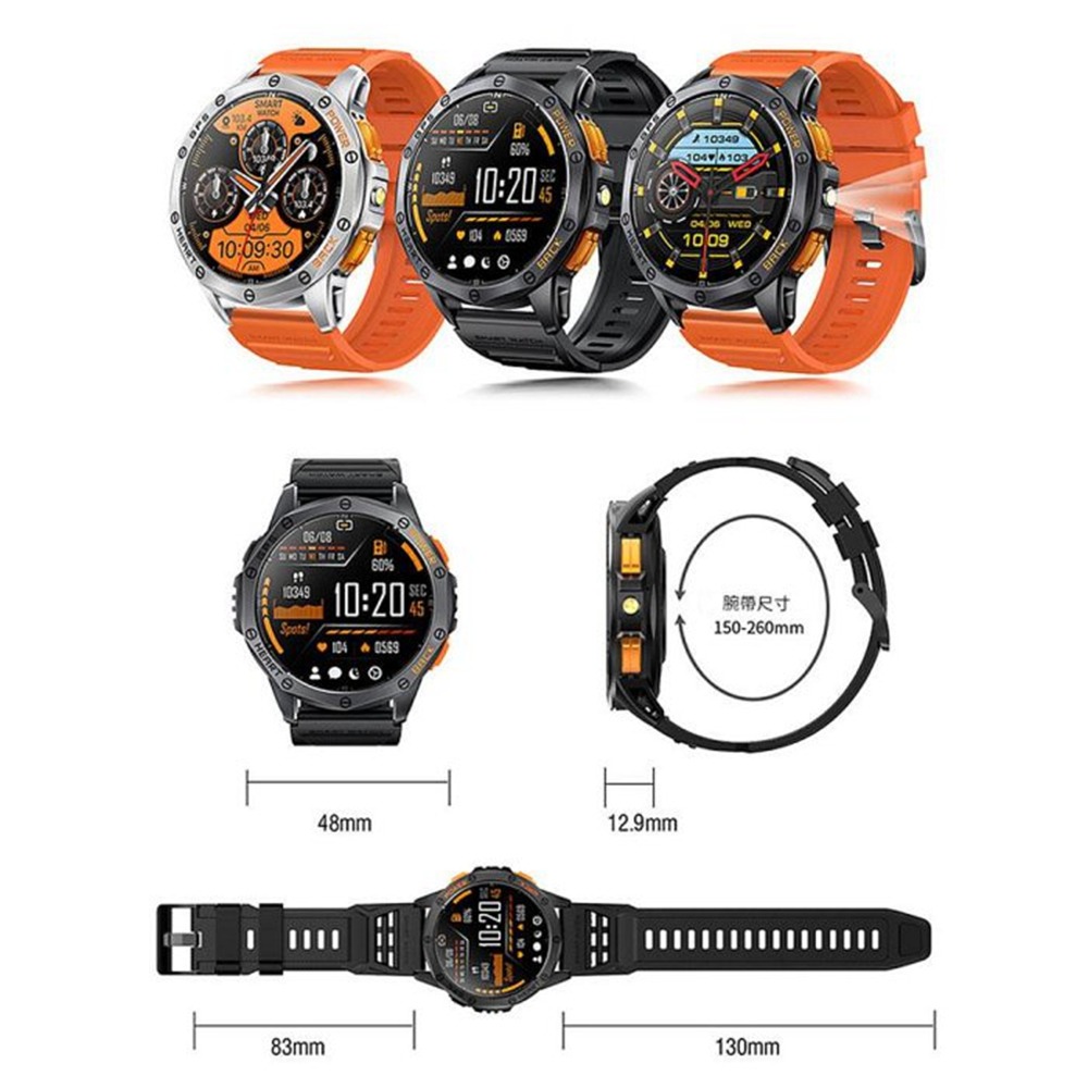 【MIVSEN】K67智慧藍牙手錶 AMOLED 常亮屏幕 LED手電筒 GPS 戶外運動手錶-細節圖9