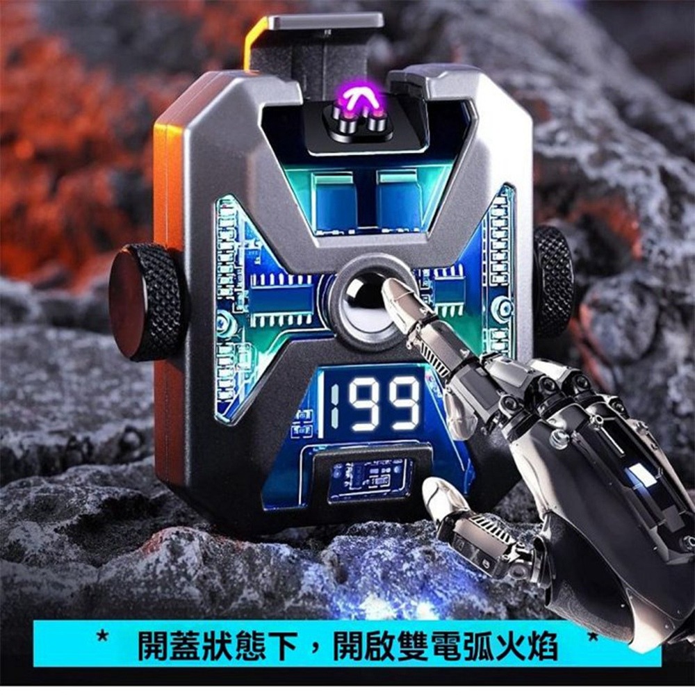 指尖陀螺打火機雙電弧點煙器 機甲電弧打火機 電子點火槍 電子點火器 充電點火器 蠟燭 電弧點火器 防風打火機-細節圖3