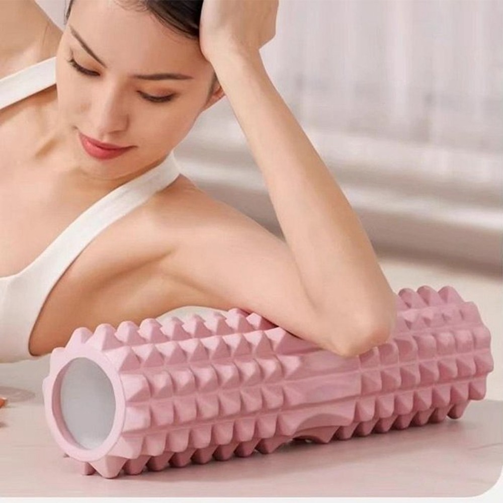 實心瑜珈柱 45公分 實心滾輪 瑜珈柱 按摩滾筒 瑜珈滾筒 健身滾筒 滾背 肌肉放鬆 普拉提狼牙瑜珈柱-細節圖4