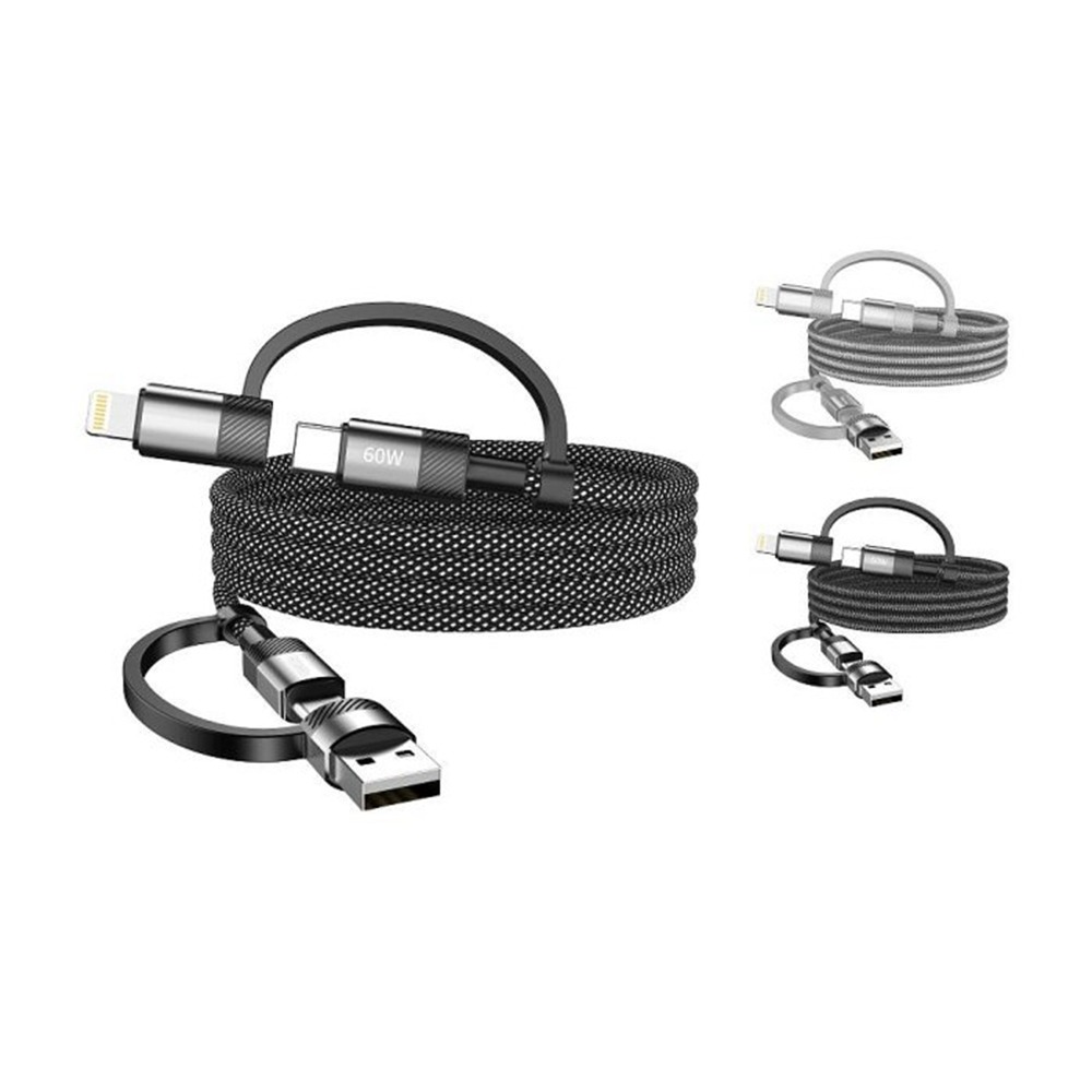 POLYWELL 四合一磁吸收納快充線 USB+C+Lightning 適用iPhone 安卓 平板 寶利威爾 台灣現貨-細節圖2