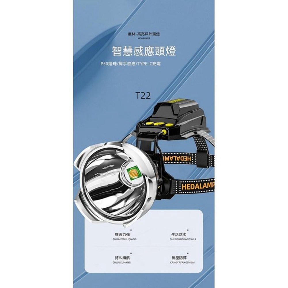 P50強光頭燈 超亮感應頭燈 遠射王 礦燈 LED頭戴式手電筒 釣魚燈 夜釣 登山 戶外防水 應急燈 伸縮調焦-細節圖9