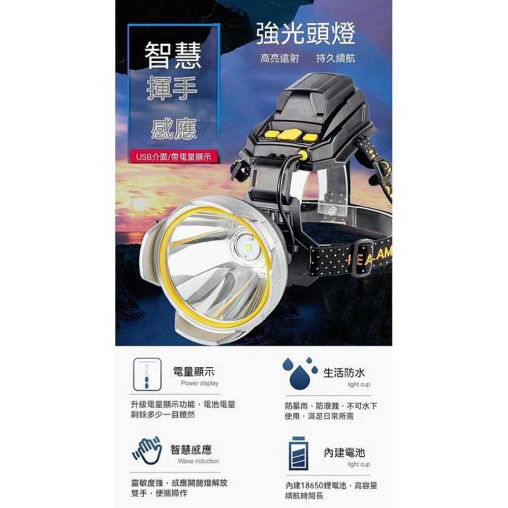 P50強光頭燈 超亮感應頭燈 遠射王 礦燈 LED頭戴式手電筒 釣魚燈 夜釣 登山 戶外防水 應急燈 伸縮調焦-細節圖10