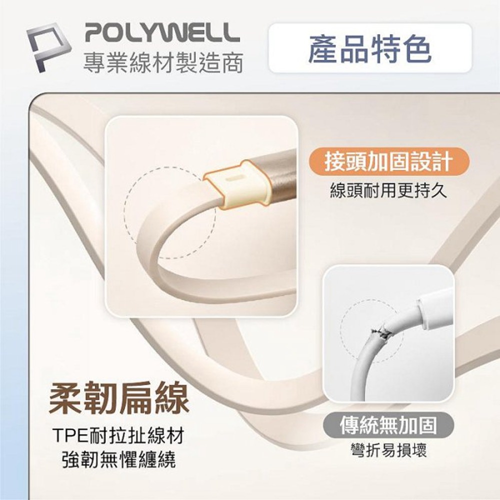 POLYWELL 3合一100W伸縮快充線 C+Lightning+Micro-B 可充筆電 通用 寶利威爾 台灣現貨-細節圖9