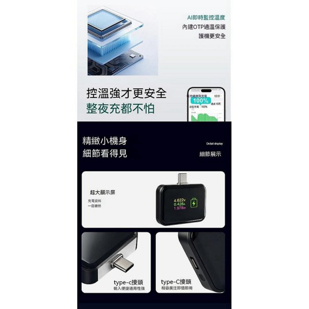 第5代 AI自動斷電充電器滿電自動分離器 TypeC專用 充滿自動拔出 防過充 救電池神器 夜間充電 安全防爆 筆電手機-細節圖10