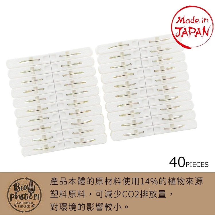 日本製造🇯🇵 環保材質洗衣曬衣夾40入裝(盒)【PONYKASEI】衣夾 晒衣夾 防風 晾衣服 食物夾-細節圖3
