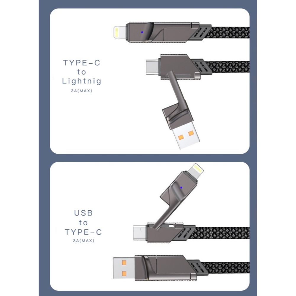 【好拾選物】60W 四合一PD編織快速充電線(100CM)-細節圖10