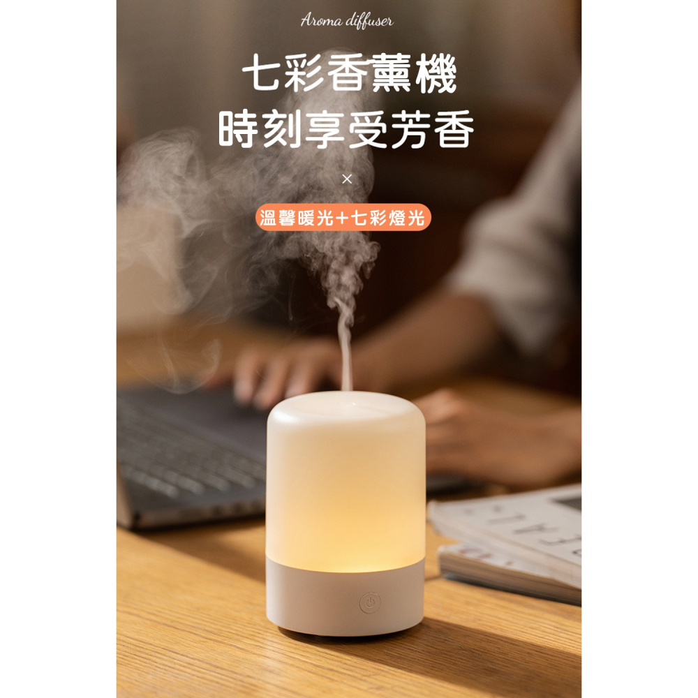 【好拾選物】日系無印七彩燈光款 香薰機 超聲波霧化擴香機 迷你空氣加濕器 便攜式精油噴霧器-細節圖2