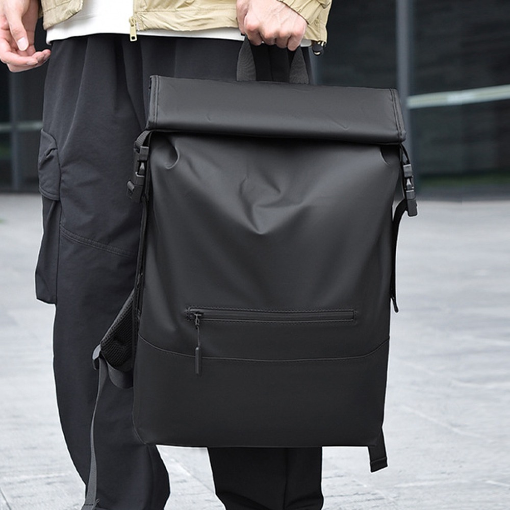 【好背客howback】輕量級高質感防潑水上班通勤旅行雙肩包/捲口後背包-細節圖4