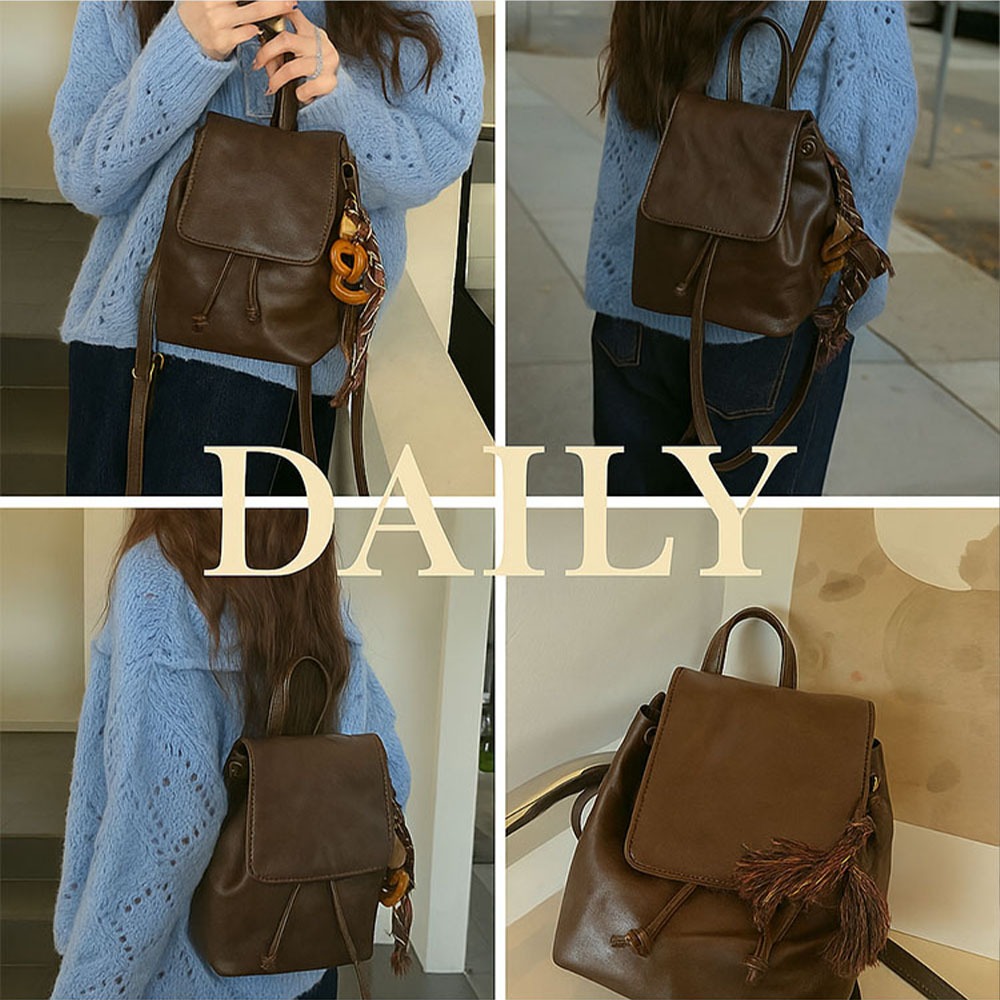 【MISUE】美式復古雙肩包｜小後背包 通勤休閒百搭款-細節圖3