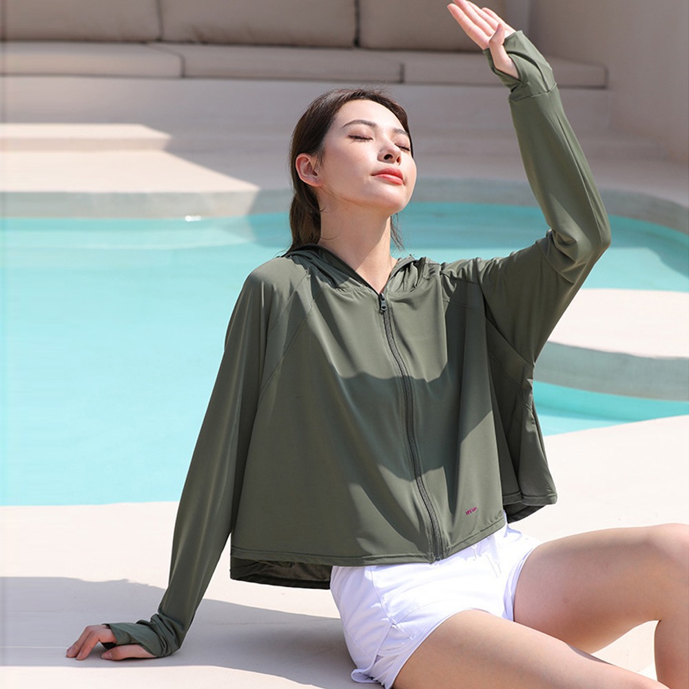 【悠行嚴選 YUGO】短版修身冰絲涼感防曬外套｜加大帽簷｜UPF50+抗UV｜速乾運動外套-細節圖5