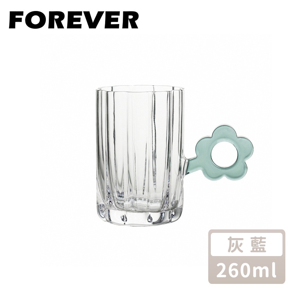 日本FOREVER 花朵造型玻璃杯 260ml｜耐熱果汁水杯/花型杯口/可愛花把手杯-規格圖5