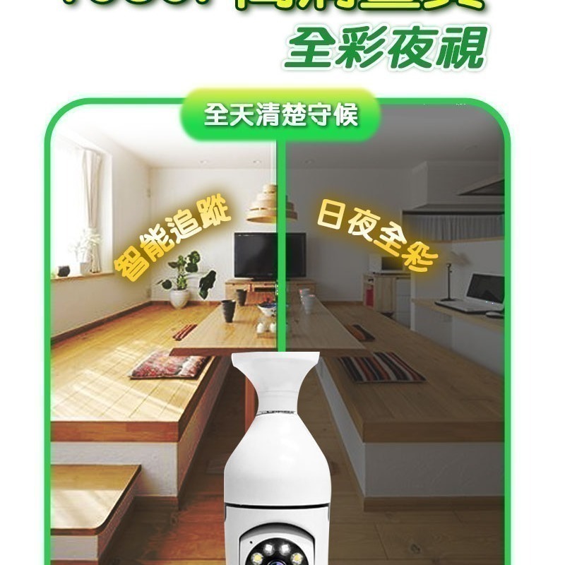 台灣有看頭 360度燈泡造型監視器【自動追蹤旋轉 1080P智慧全彩 E27燈泡座】APP遠端攝影機-細節圖7