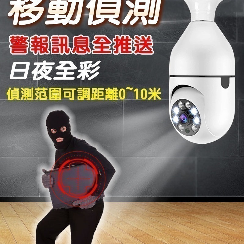 台灣有看頭 360度燈泡造型監視器【自動追蹤旋轉 1080P智慧全彩 E27燈泡座】APP遠端攝影機-細節圖6