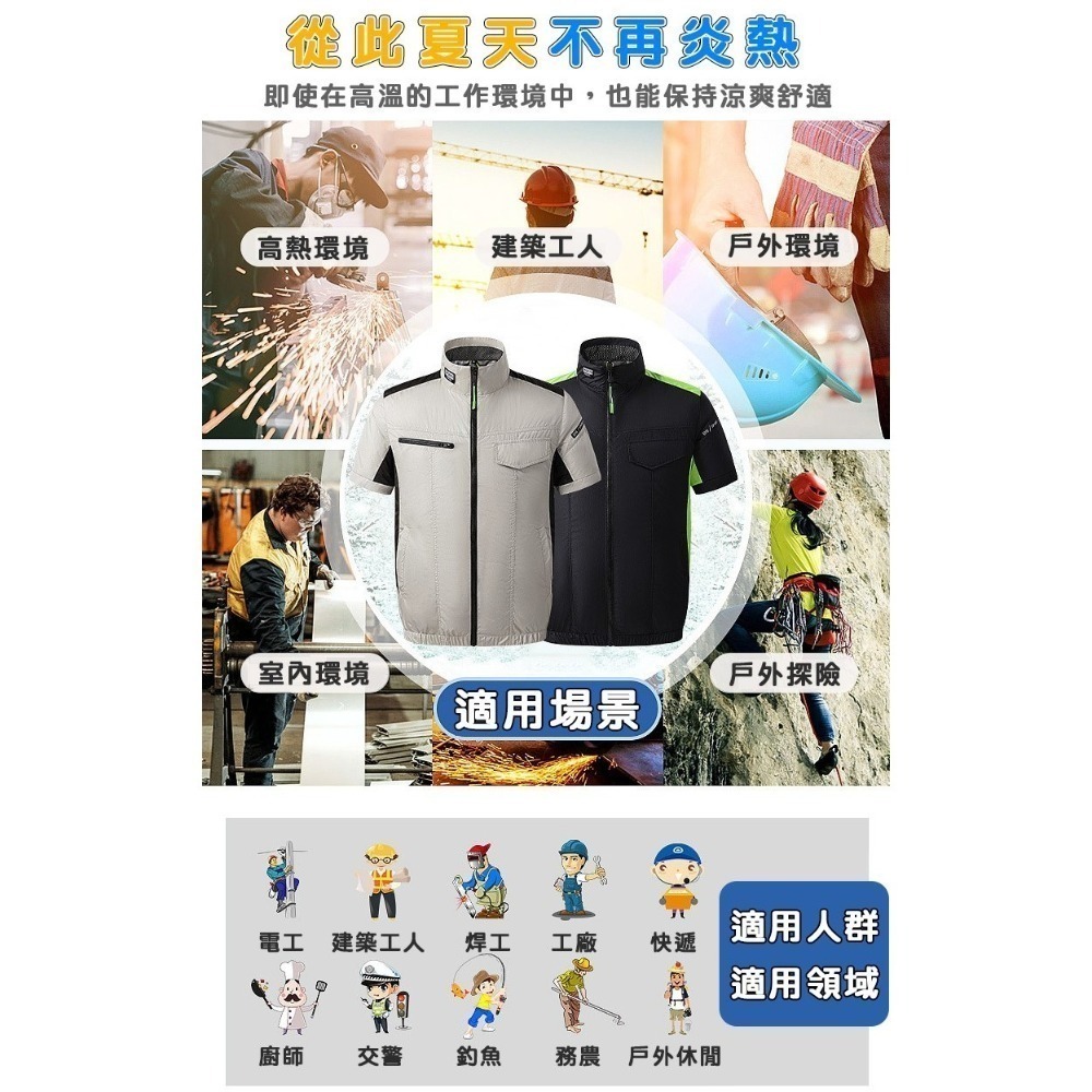 拒絕夏天濕汗 主動式空冷衣 冷風工作服 USB供電空調衣 風扇冷卻衣 移動風扇 工地施工 物流外送 吊車司機-細節圖7